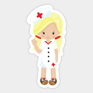 Nurse, Medicine, Doctor, Cute Girl, Blonde Hair Sticker